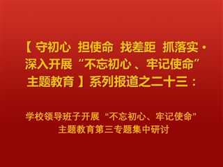 学校领导班子开展“不忘初心、牢记使命”  主题教育第三专题集中研讨