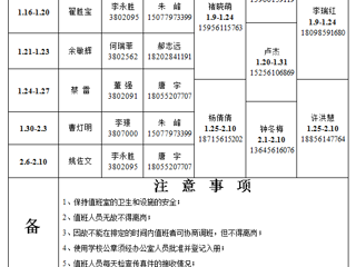 太阳成集团tyc234cc主页（相山校区）学校办公室 2023年寒假值班表